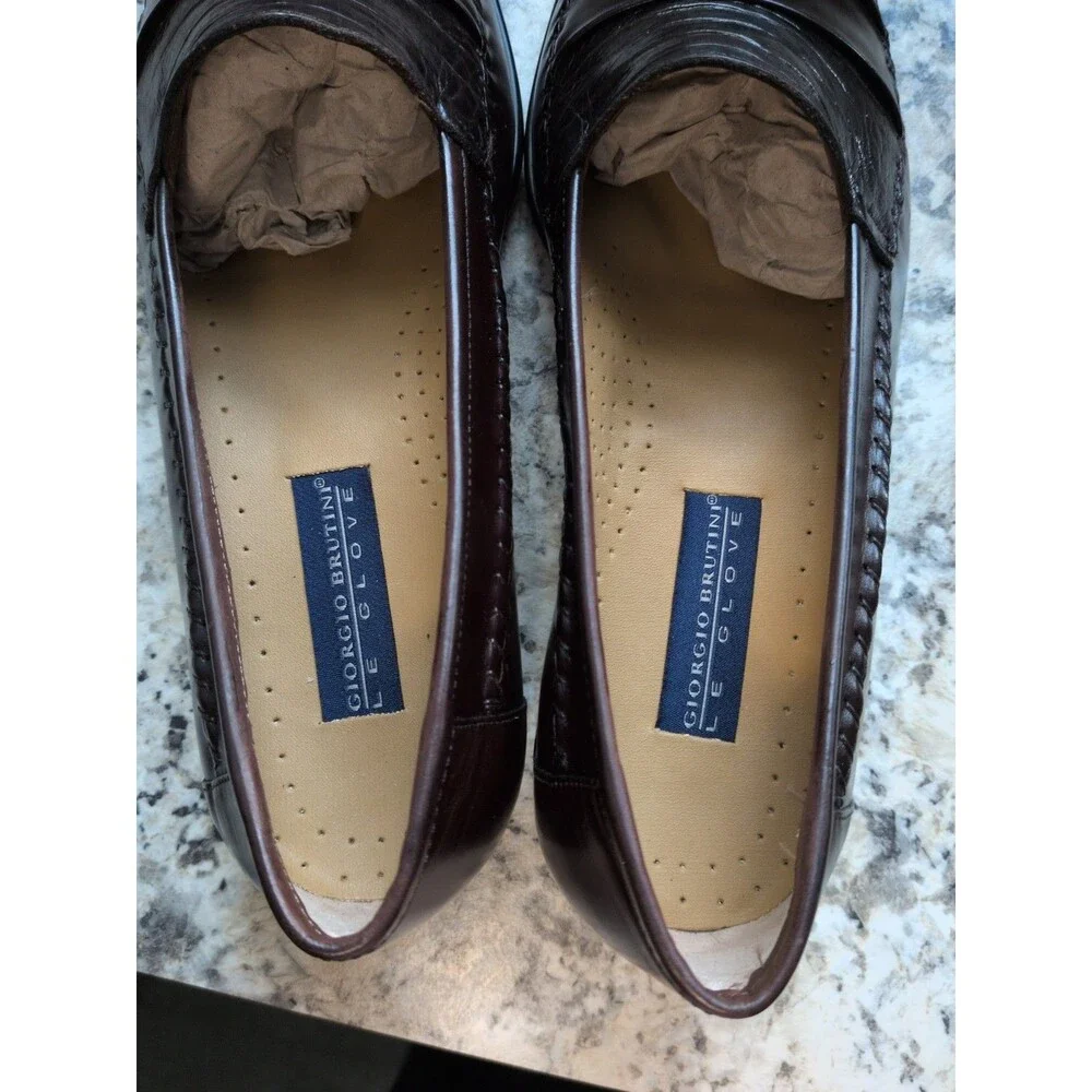 Giorgio Brutini Genuine Embossed Leather Loafers Brazil Mens Size 13D Burgundy